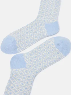 Women's Toasty Blue Cosy Geometric Socks (size 4-8)