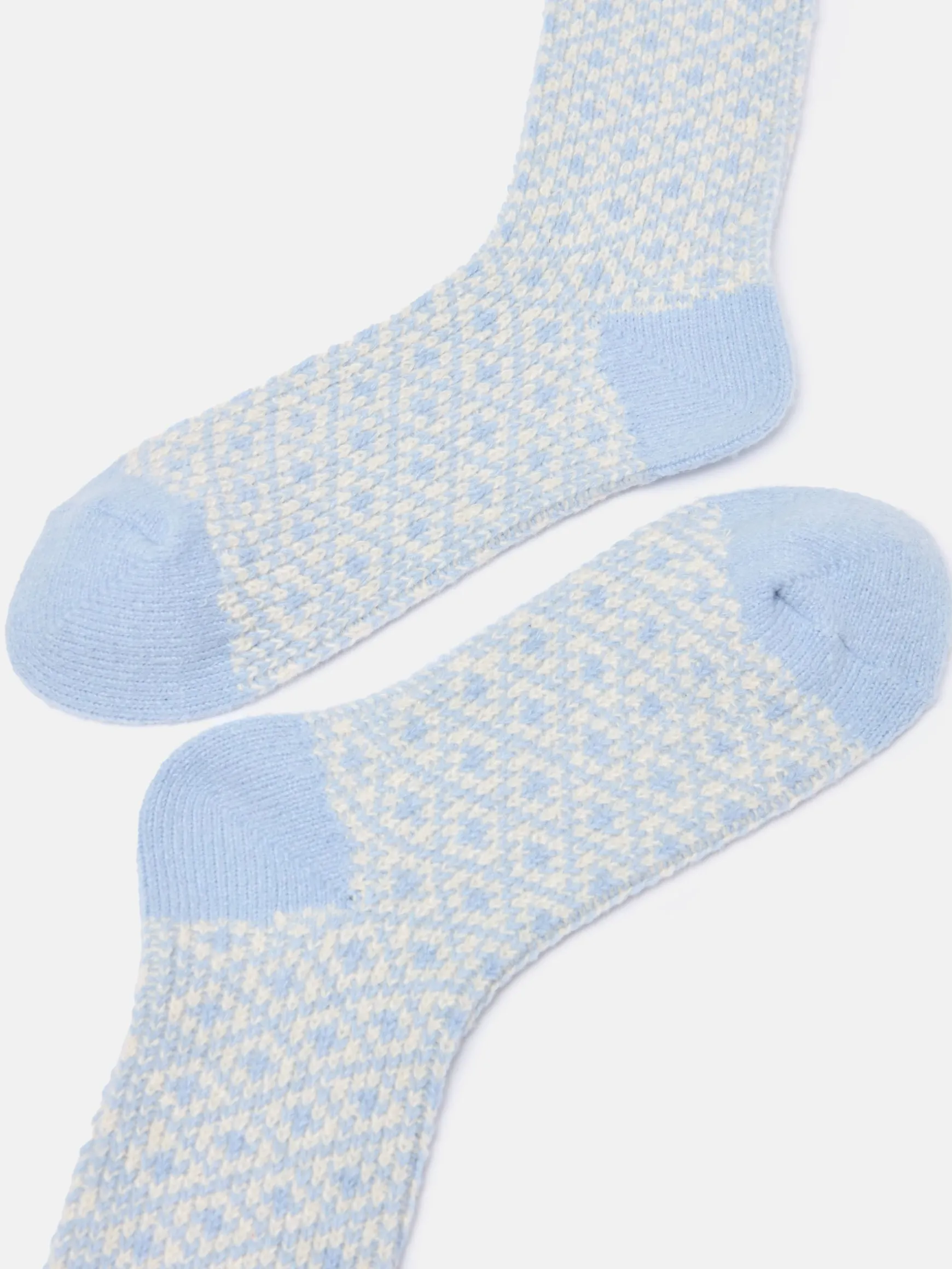 Women's Toasty Blue Cosy Geometric Socks (size 4-8)