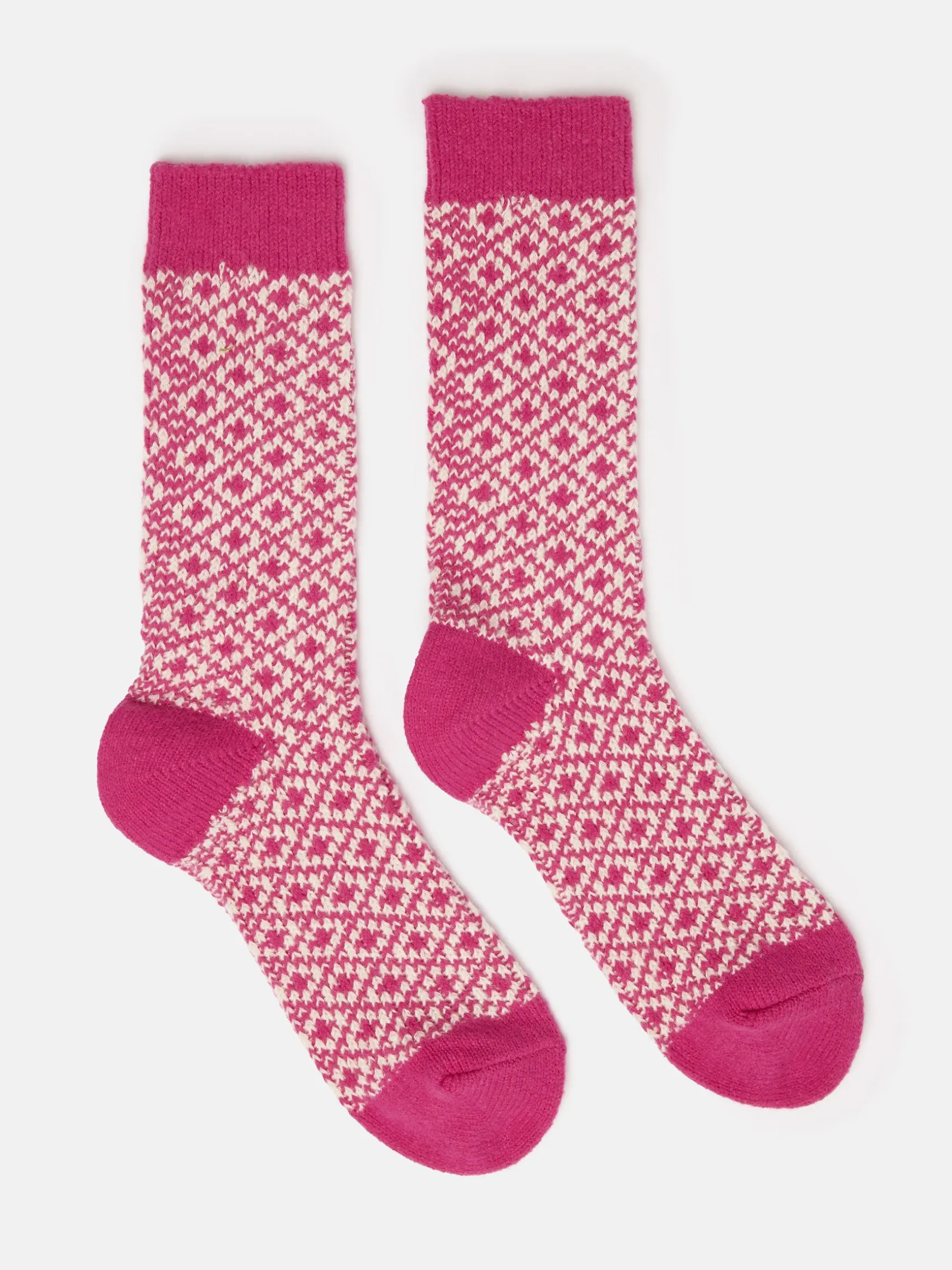 Women's Toasty Bright Pink Cosy Geometric Socks (size 4-8)