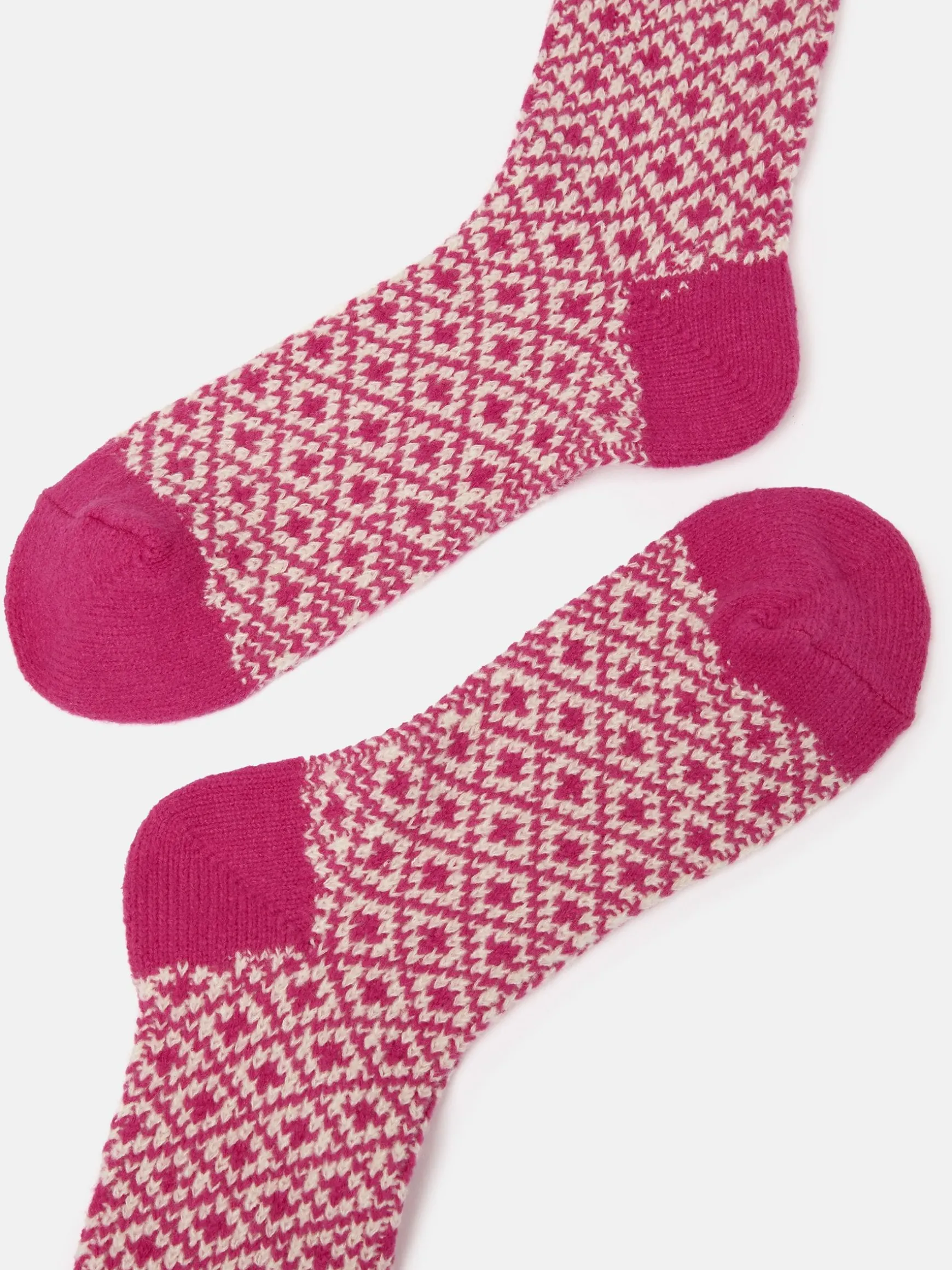 Women's Toasty Bright Pink Cosy Geometric Socks (size 4-8)