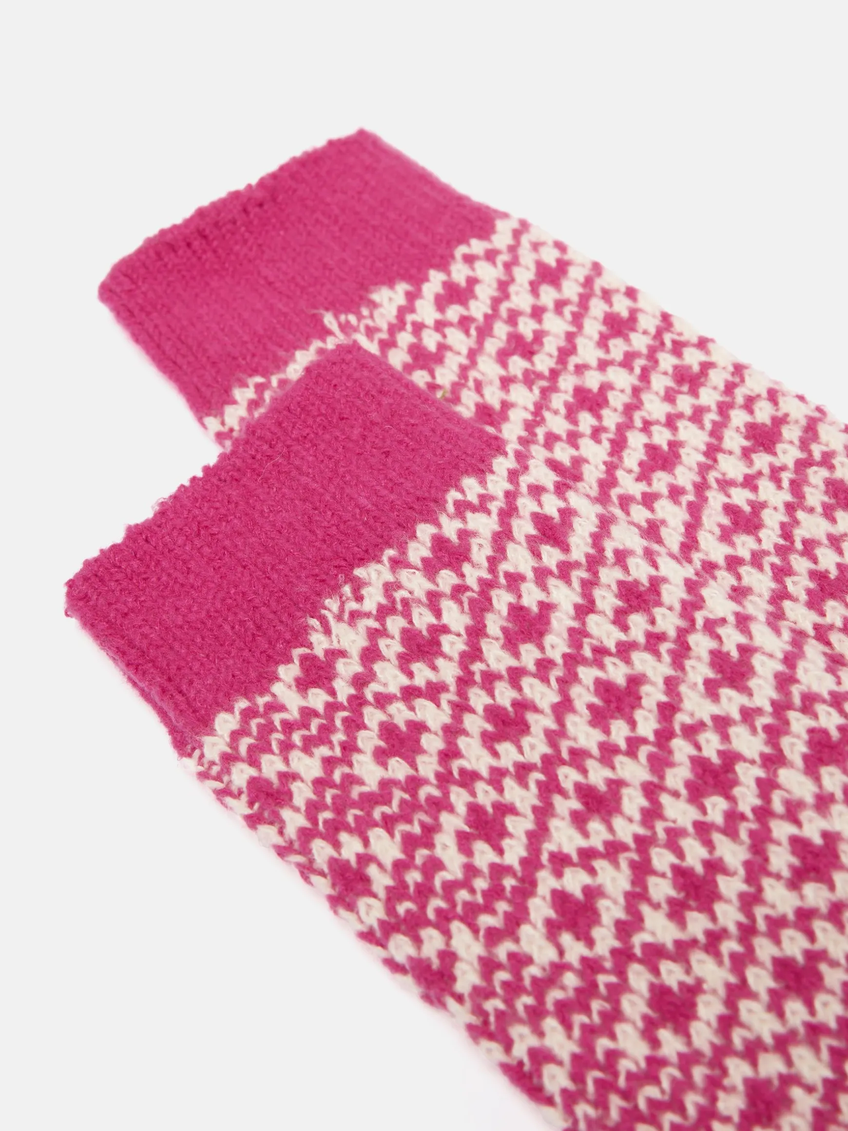 Women's Toasty Bright Pink Cosy Geometric Socks (size 4-8)
