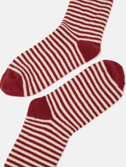 Women's Toasty Burgundy Cosy Striped Socks (size 4-8)
