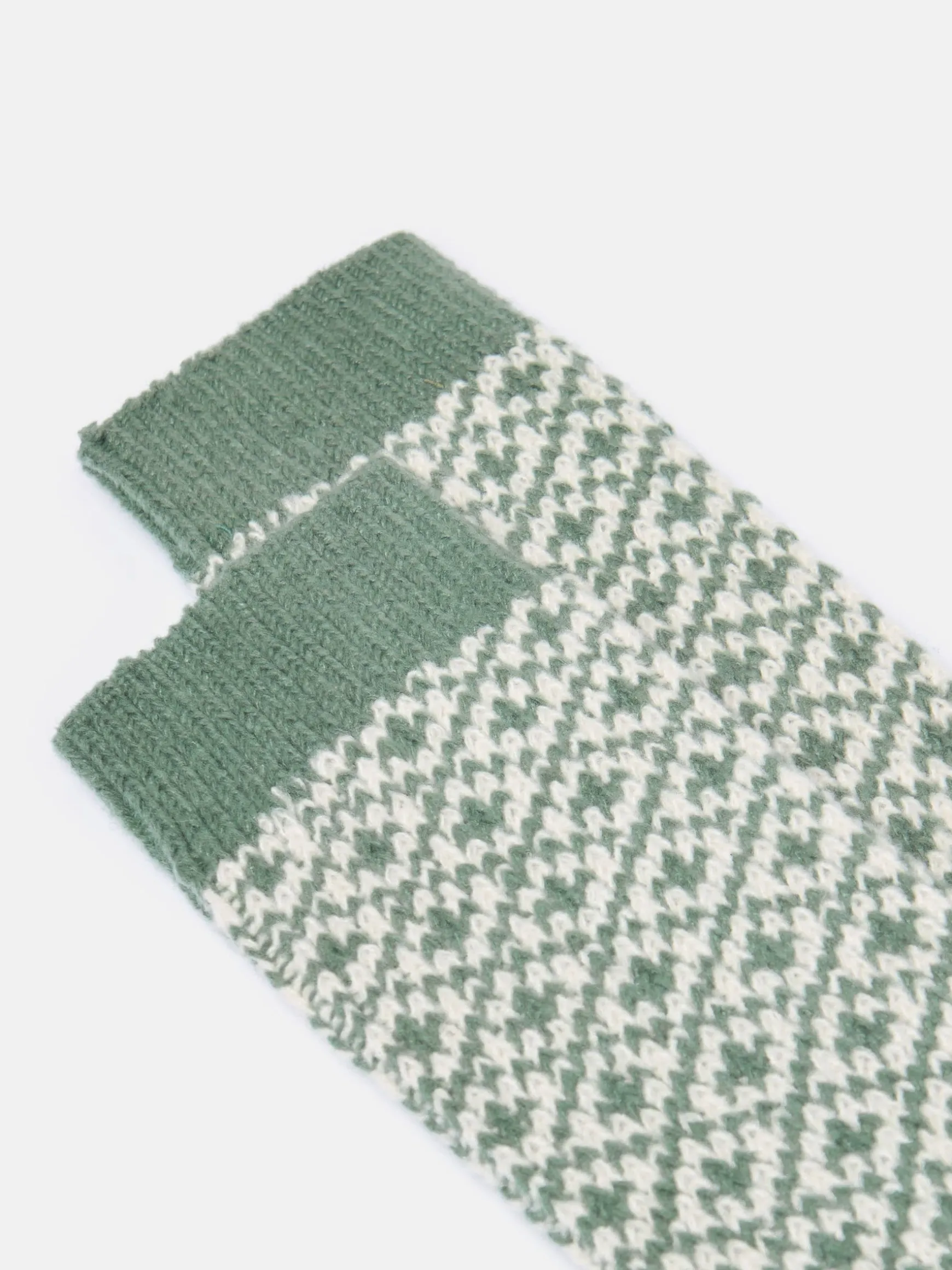 Women's Toasty Khaki Green Cosy Geometric Socks (size 4-8)