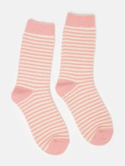 Women's Toasty Pink Cosy Striped Socks (size 4-8)