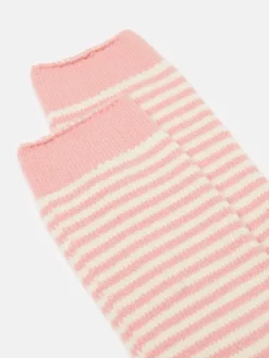Women's Toasty Pink Cosy Striped Socks (size 4-8)