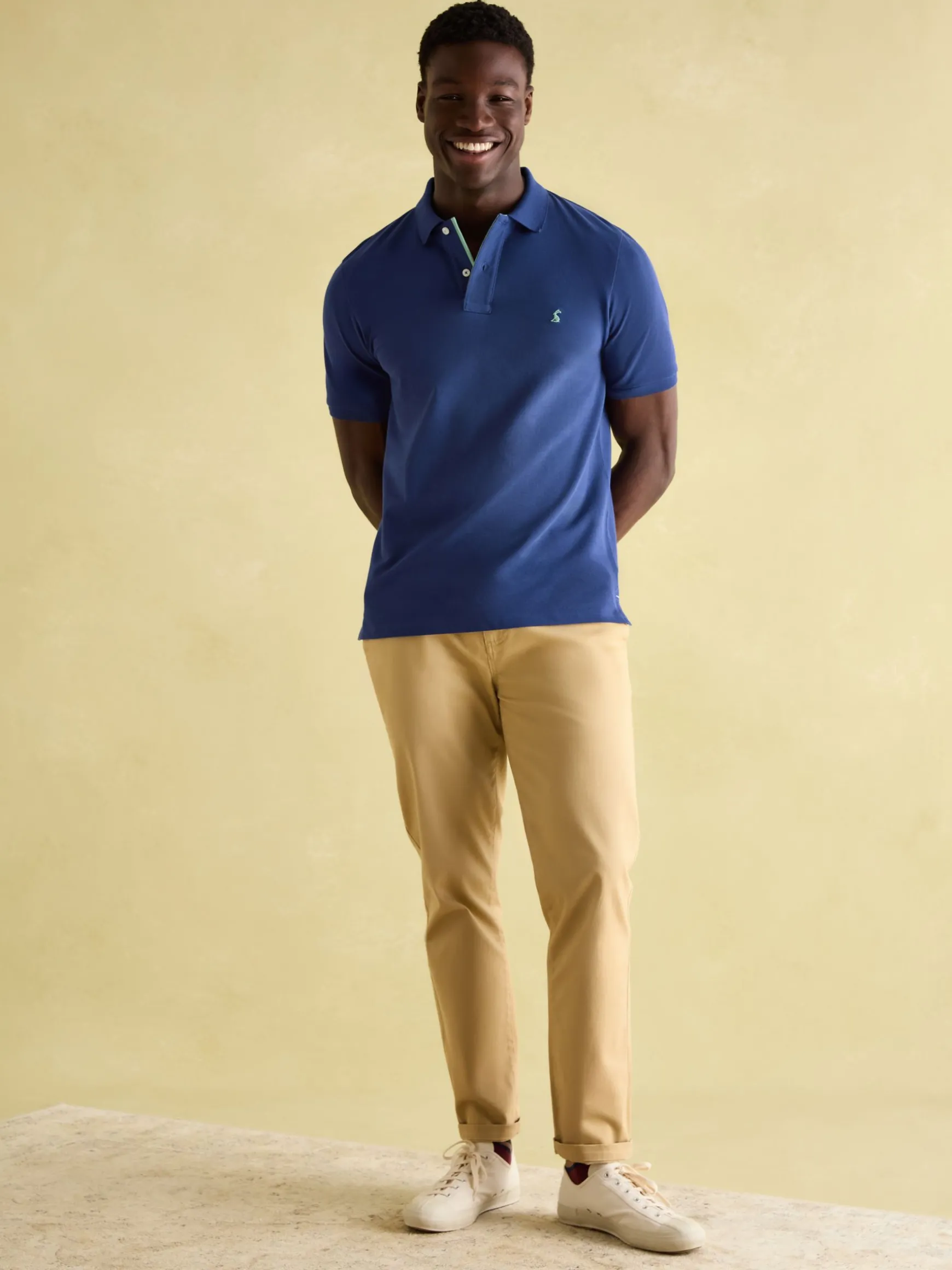 Woody Blue Regular Fit Cotton Pique Polo Shirt