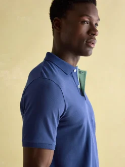 Woody Blue Regular Fit Cotton Pique Polo Shirt