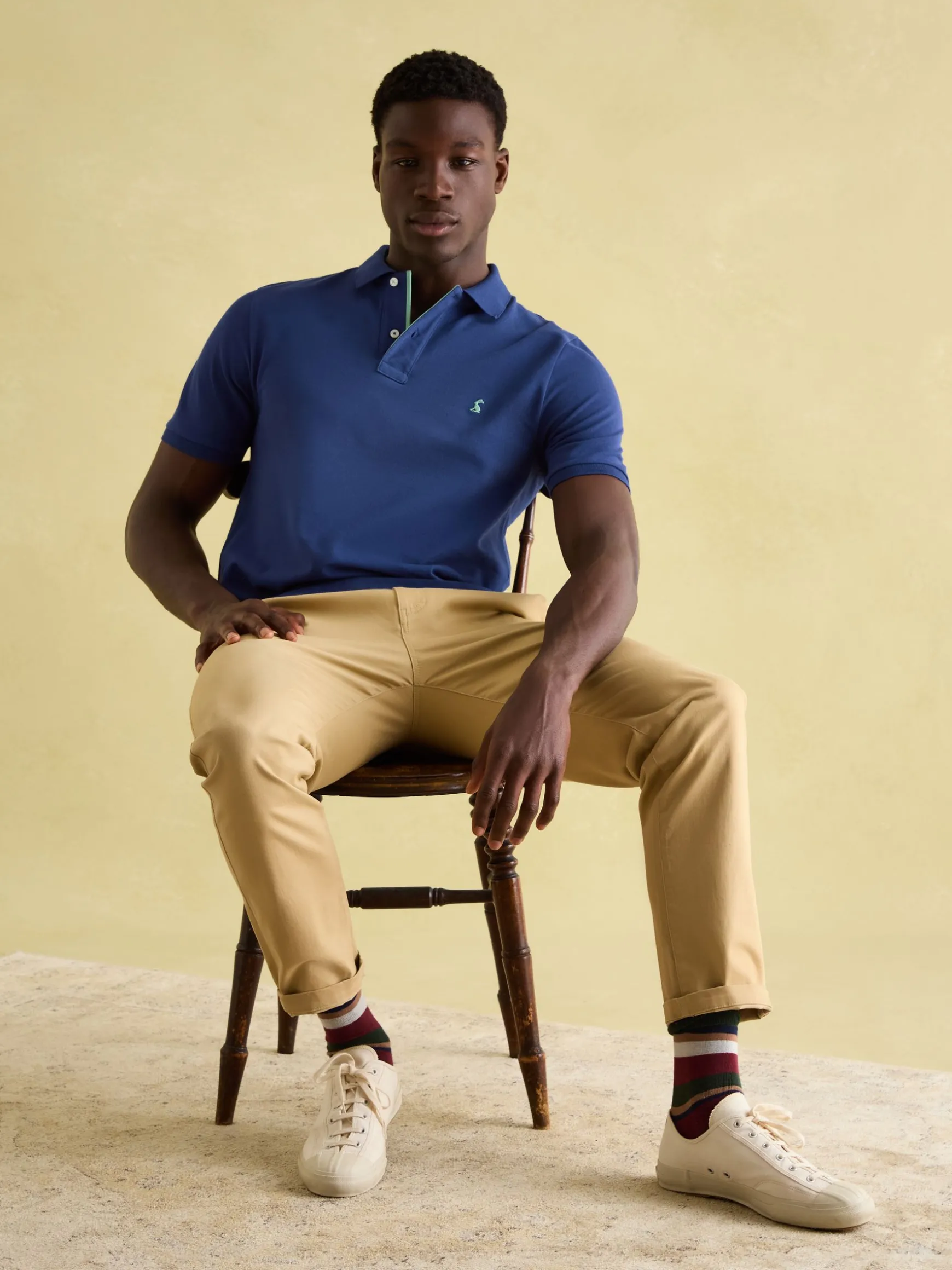 Woody Blue Regular Fit Cotton Pique Polo Shirt