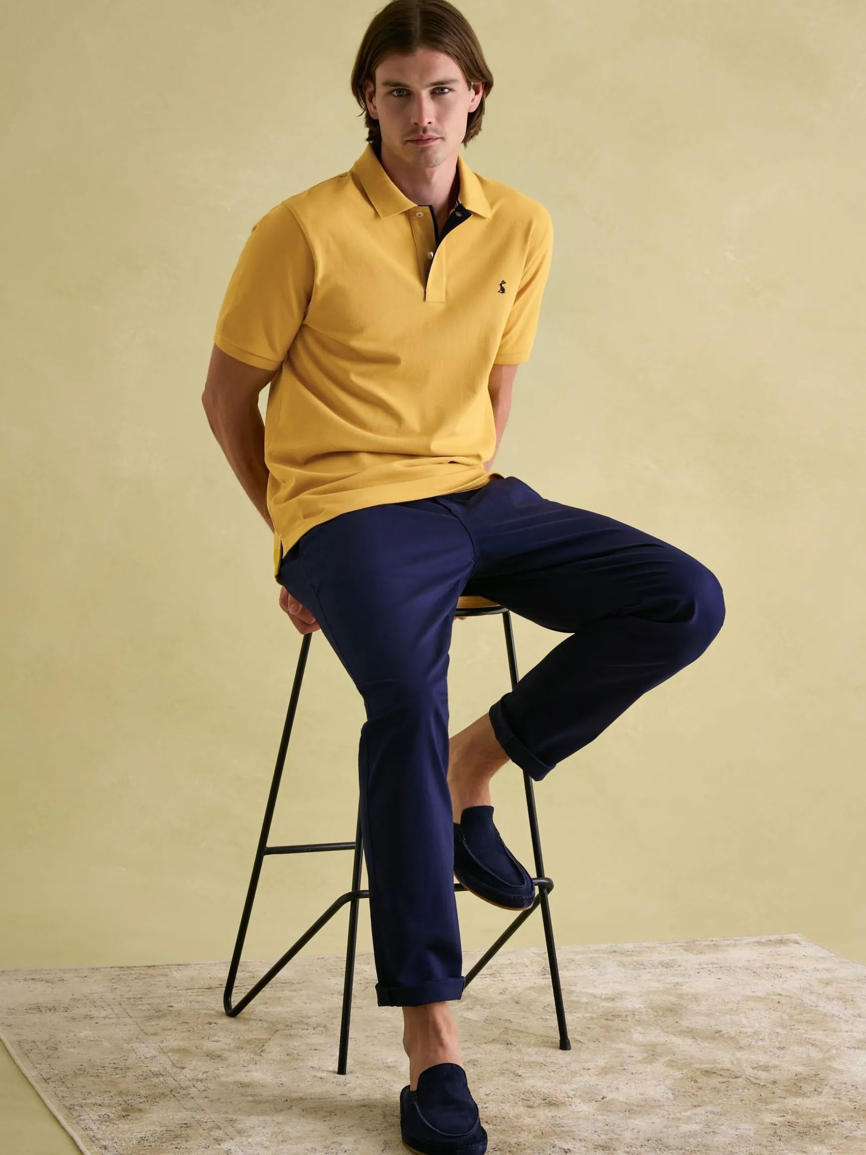 Woody Bright Yellow Regular Fit Cotton Pique Polo Shirt