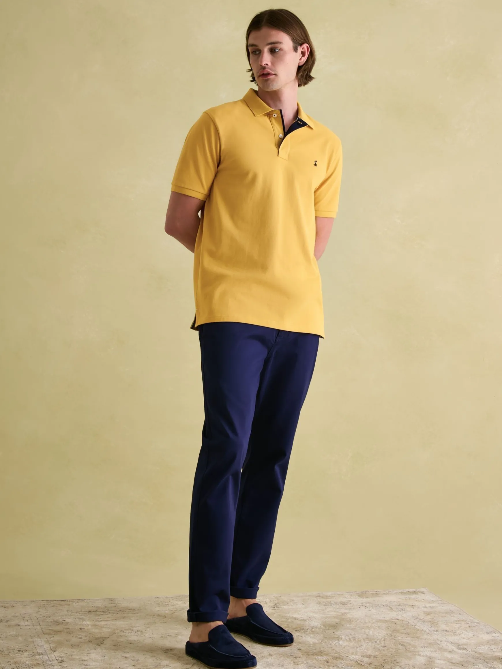 Woody Bright Yellow Regular Fit Cotton Pique Polo Shirt