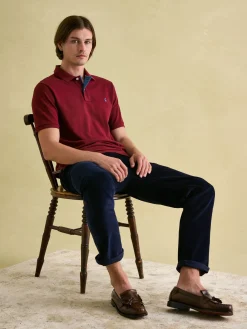 Woody Burgundy Regular Fit Cotton Pique Polo Shirt