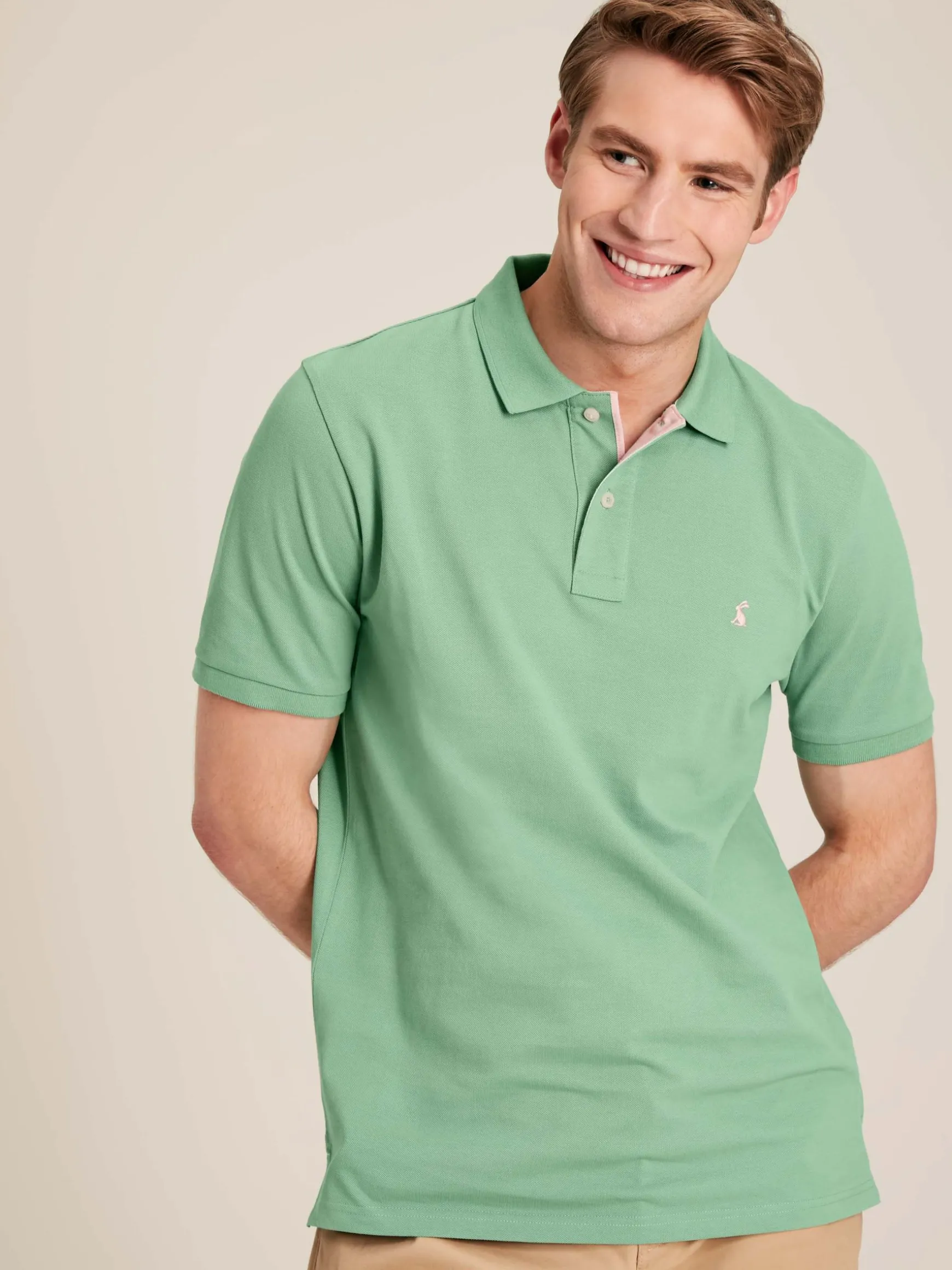 Woody Light Green Regular Fit Cotton Pique Polo Shirt