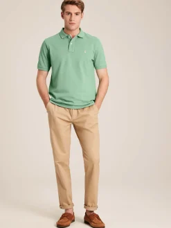 Woody Light Green Regular Fit Cotton Pique Polo Shirt