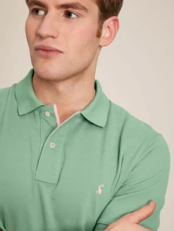Woody Light Green Regular Fit Cotton Pique Polo Shirt