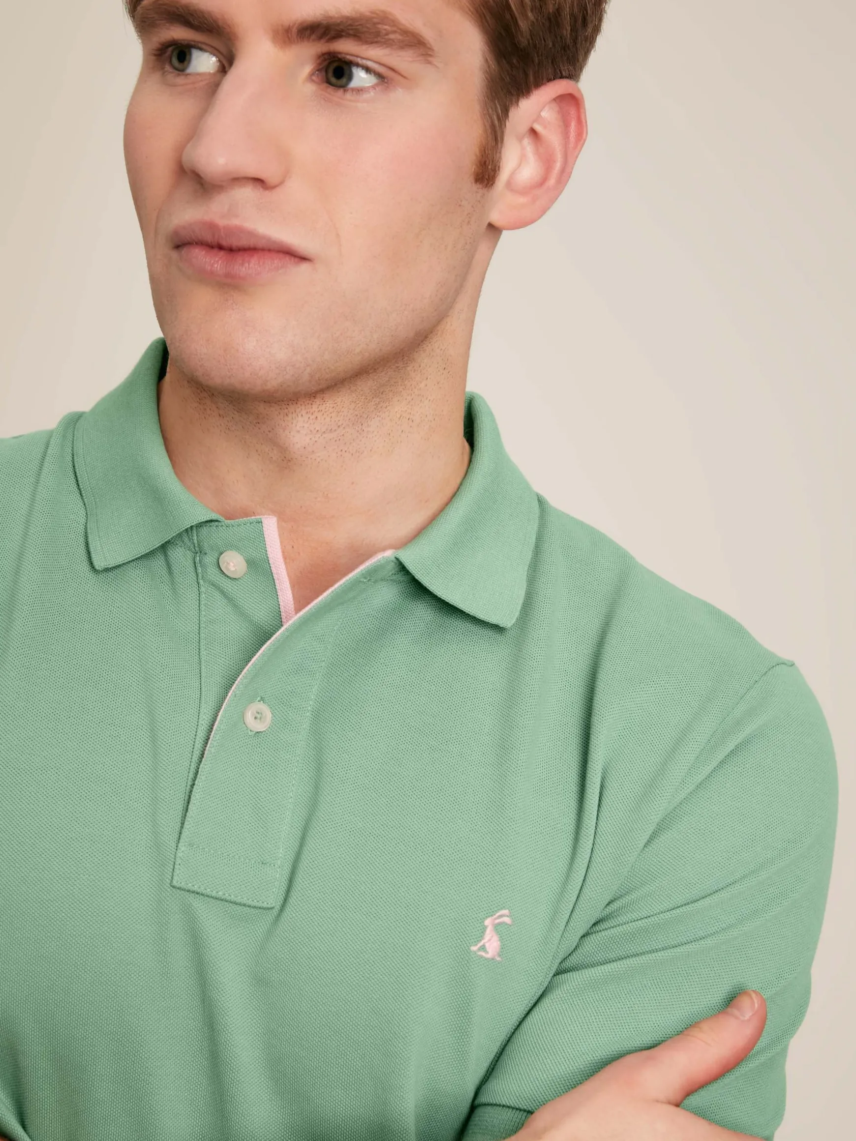 Woody Light Green Regular Fit Cotton Pique Polo Shirt