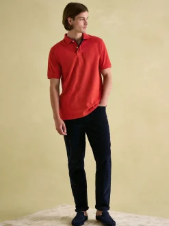 Woody Orange Regular Fit Cotton Pique Polo Shirt